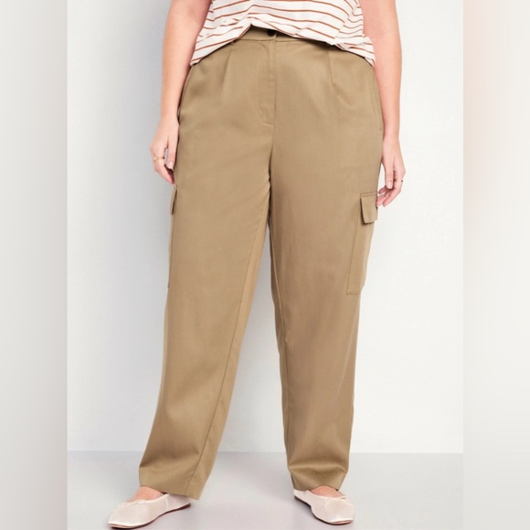 Old Navy Extra High-Waisted Taylor Cargo Pants Loose Leg Khaki Size L - Picture 8 of 8